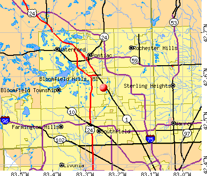 Bloomfield Hills, MI map