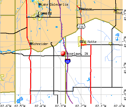 Roselawn, IN map