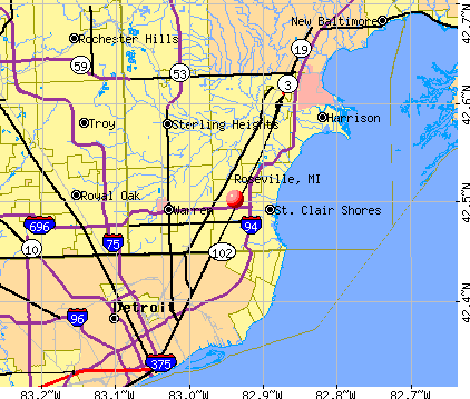 Roseville, MI map