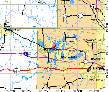 Okauchee Lake, WI map