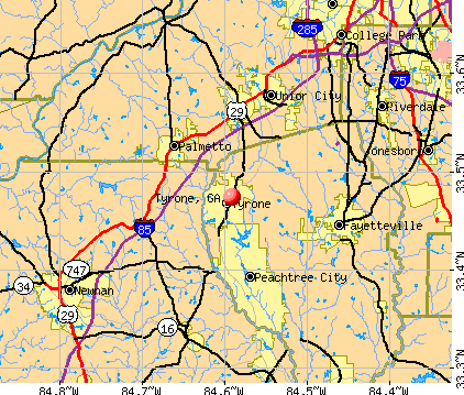 Tyrone, GA map