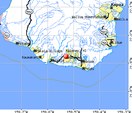 Kalaheo, HI map