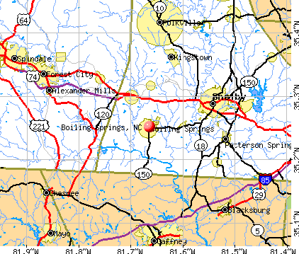 Boiling Springs, NC map
