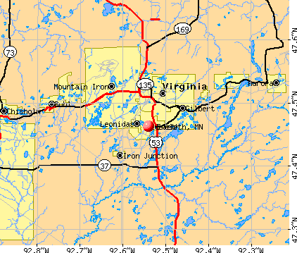 Eveleth, MN map