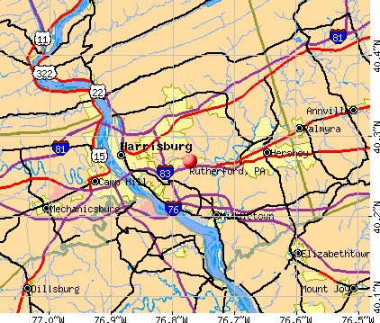 Rutherford, PA map