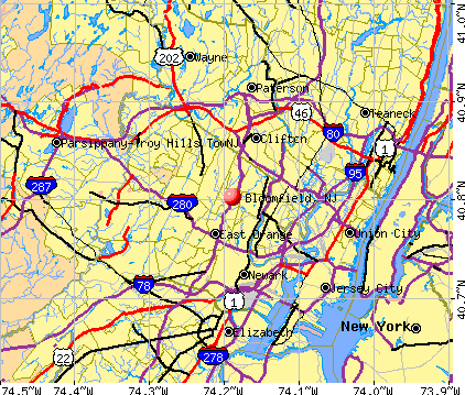 Bloomfield, NJ map