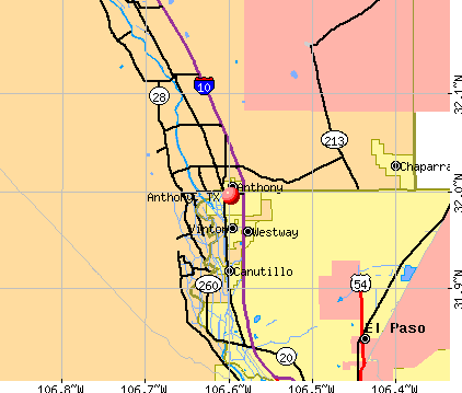 Anthony, TX map