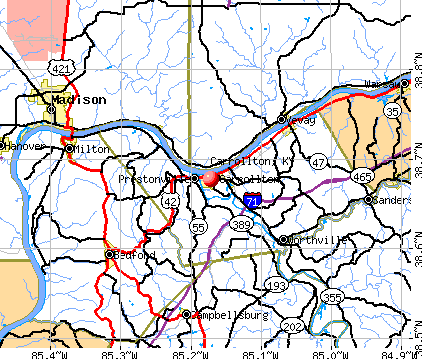 Carrollton, KY map