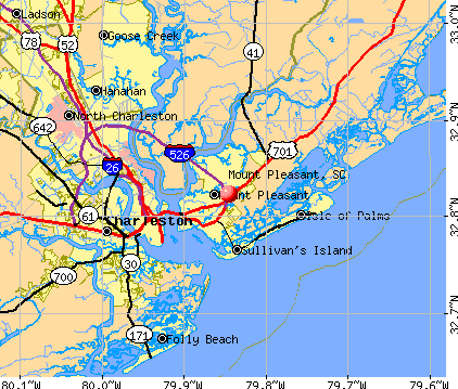 Map Of Mt Pleasant Sc Mount Pleasant, South Carolina (Sc 29466) Profile: Population, Maps, Real  Estate, Averages, Homes, Statistics, Relocation, Travel, Jobs, Hospitals,  Schools, Crime, Moving, Houses, News, Sex Offenders