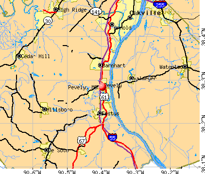 Pevely, MO map