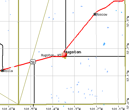 Hugoton, KS map