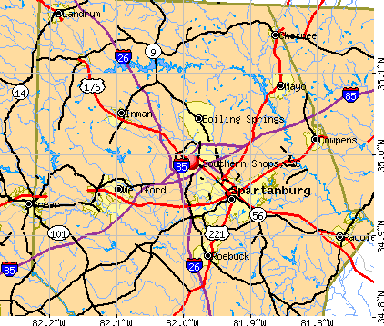 Southern Shops, SC map