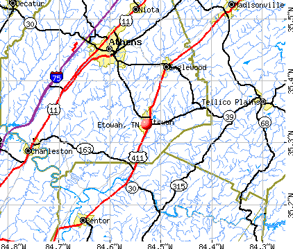 Etowah, TN map