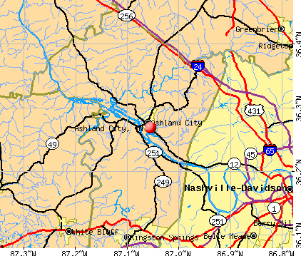Ashland City, TN map