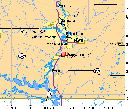 Evergreen, WI map