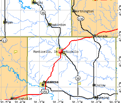 Monticello, IA map