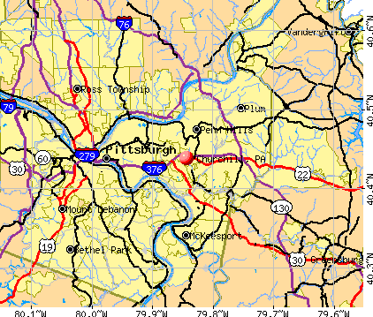 Churchill, PA map