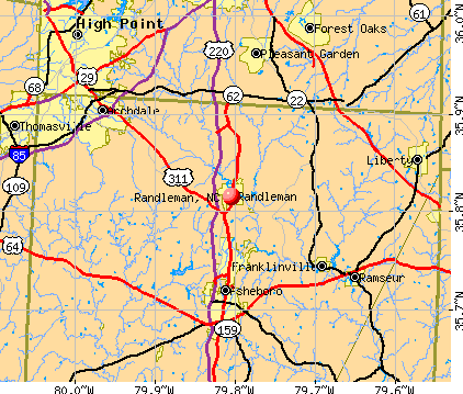 Randleman, NC map