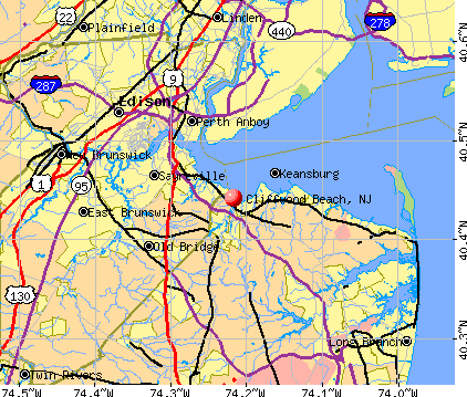 Cliffwood Beach, NJ map