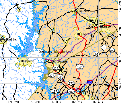 Central South Carolina Map Central, South Carolina (Sc 29630) Profile: Population, Maps, Real Estate,  Averages, Homes, Statistics, Relocation, Travel, Jobs, Hospitals, Schools,  Crime, Moving, Houses, News, Sex Offenders