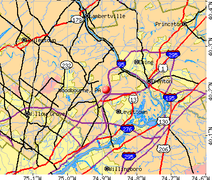 Woodbourne, PA map