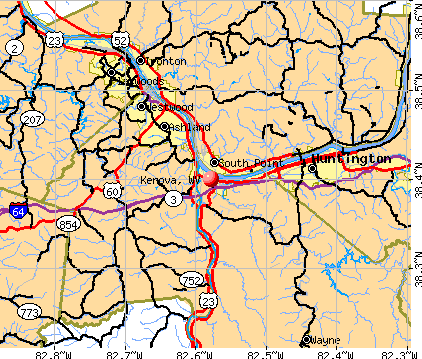 Kenova, WV map
