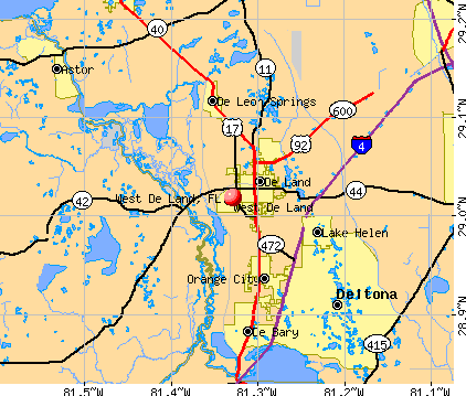 West De Land, FL map