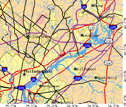 Cornwells Heights-Eddington, PA map