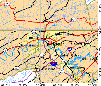 Kingsport, TN map