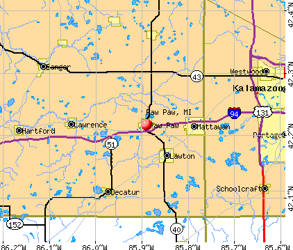 Paw Paw, MI map