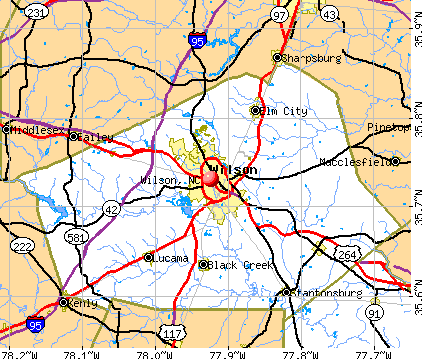 Wilson, NC map