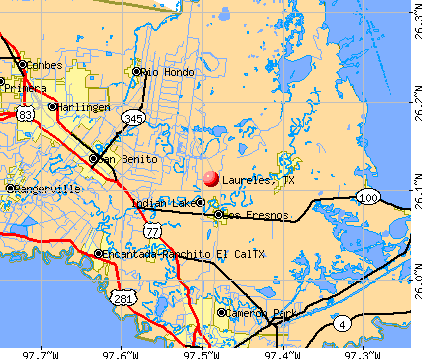 Laureles, TX map