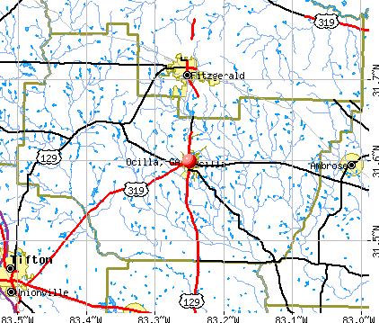 Ocilla, GA map
