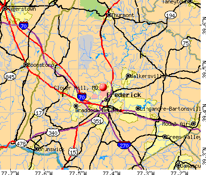 Clover Hill, MD map