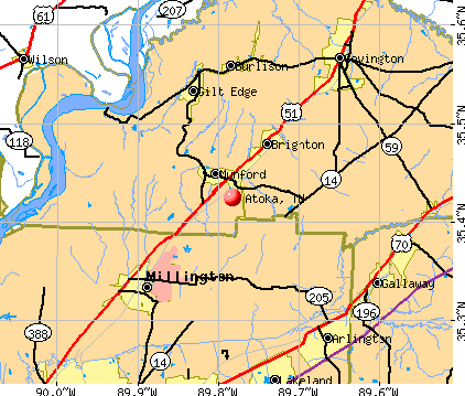 Atoka, TN map