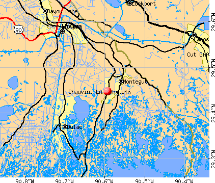 Chauvin, LA map