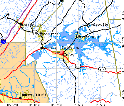 Centre, AL map
