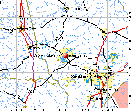 Seven Lakes, NC map