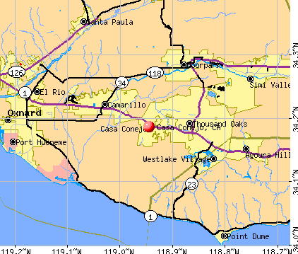 Casa Conejo, CA map