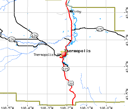 Thermopolis, WY map
