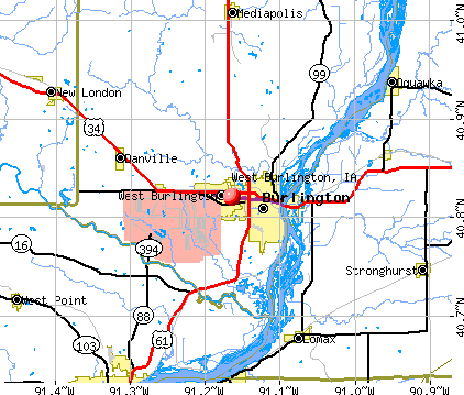 West Burlington, IA map