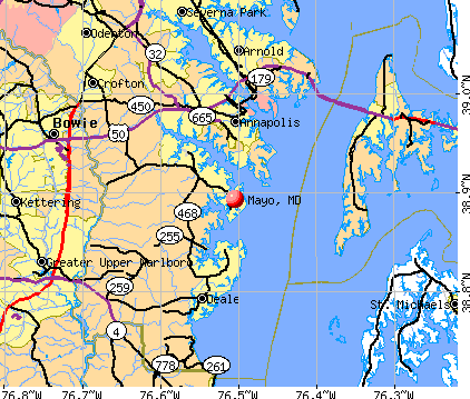Mayo, MD map