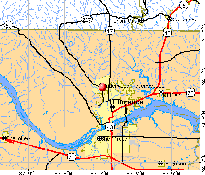 Underwood-Petersville, AL map