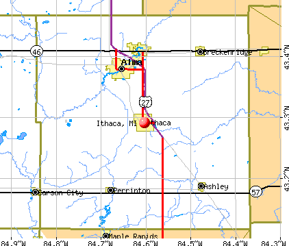 Ithaca, MI map