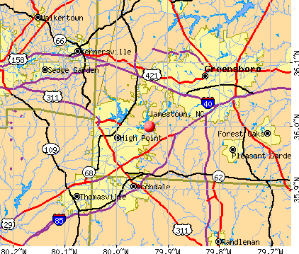 Jamestown, NC map