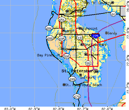 Bay Pines, FL map