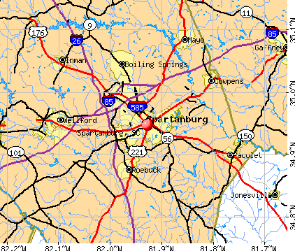 Spartanburg, SC map