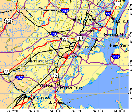 Linden, NJ map