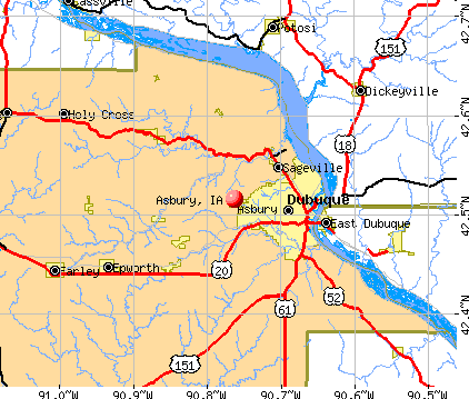 Asbury, IA map