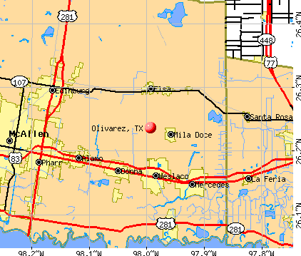 Olivarez, TX map